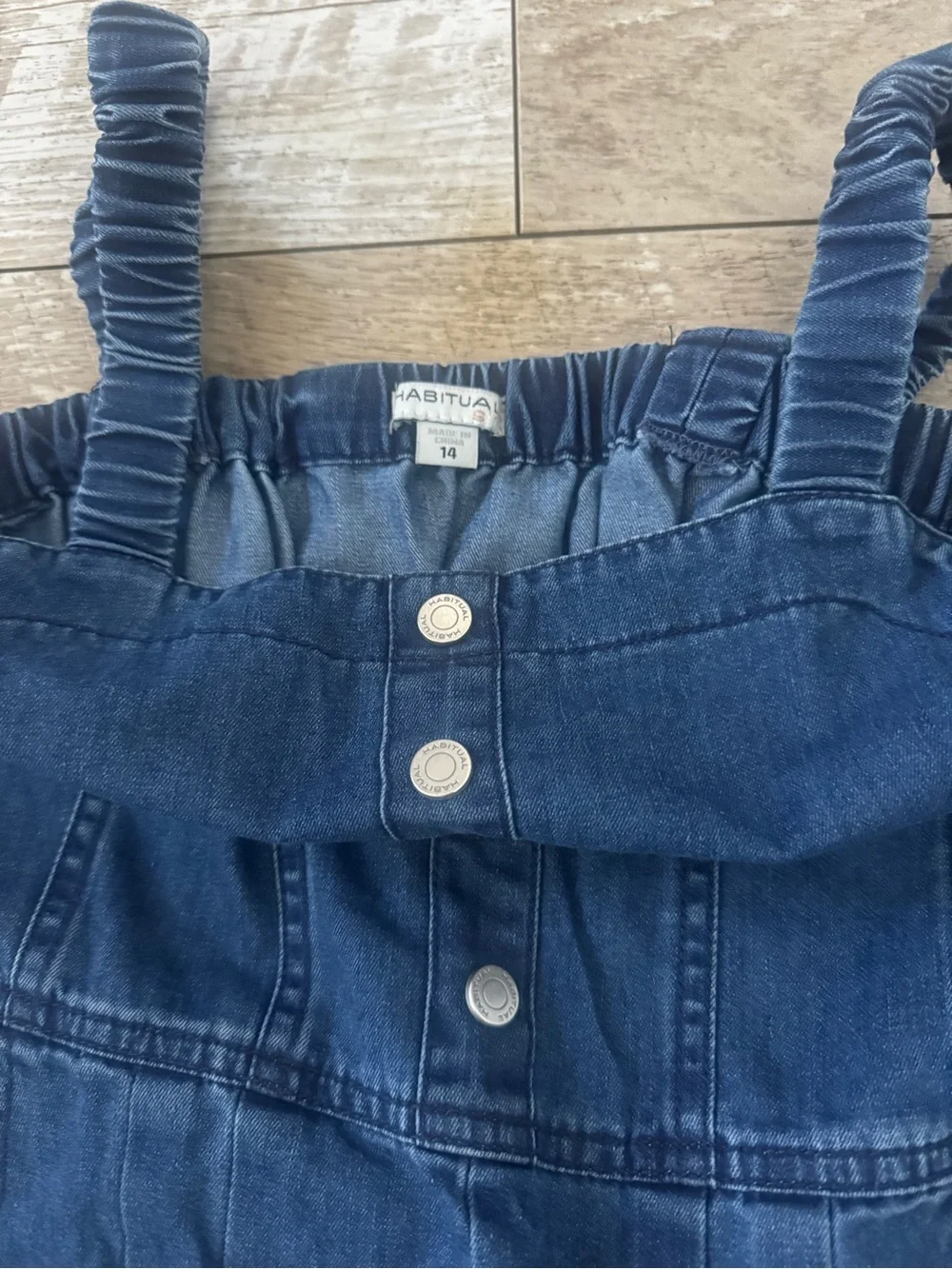 Wide Leg Dark Denim Jumpsuit with Button Front kids size 14